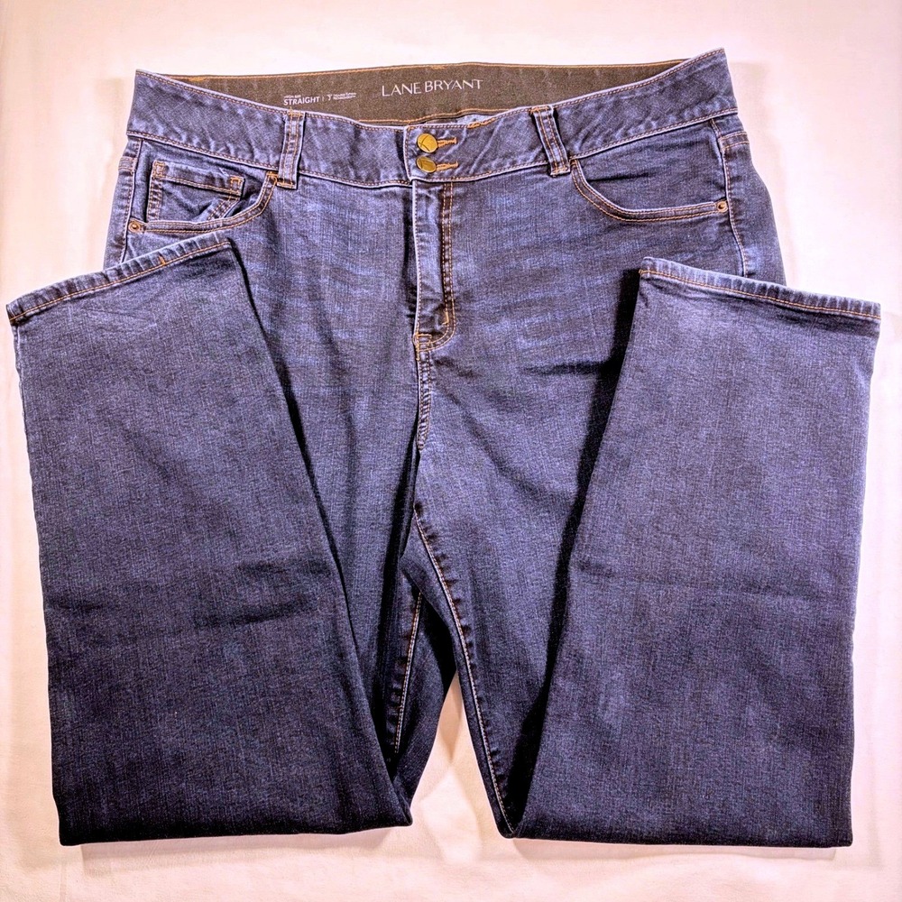 Lane Bryant High Rise Straight Jeans Dark Wash Tighter Tummy Tech Stretch 20S